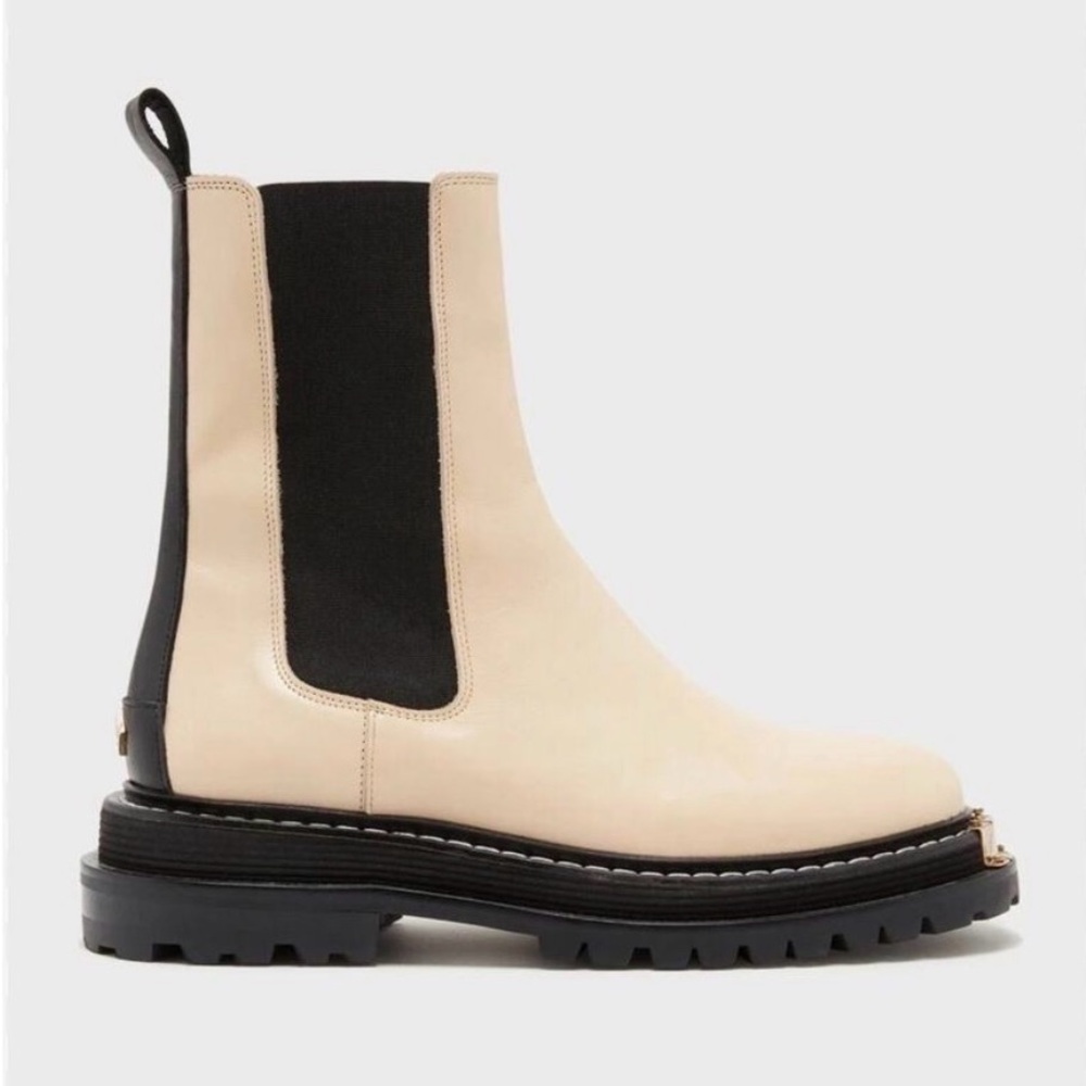 Sandro Liam Lug Sole Boot with Black Elastic Panels gold toe - Picture 2 of 3